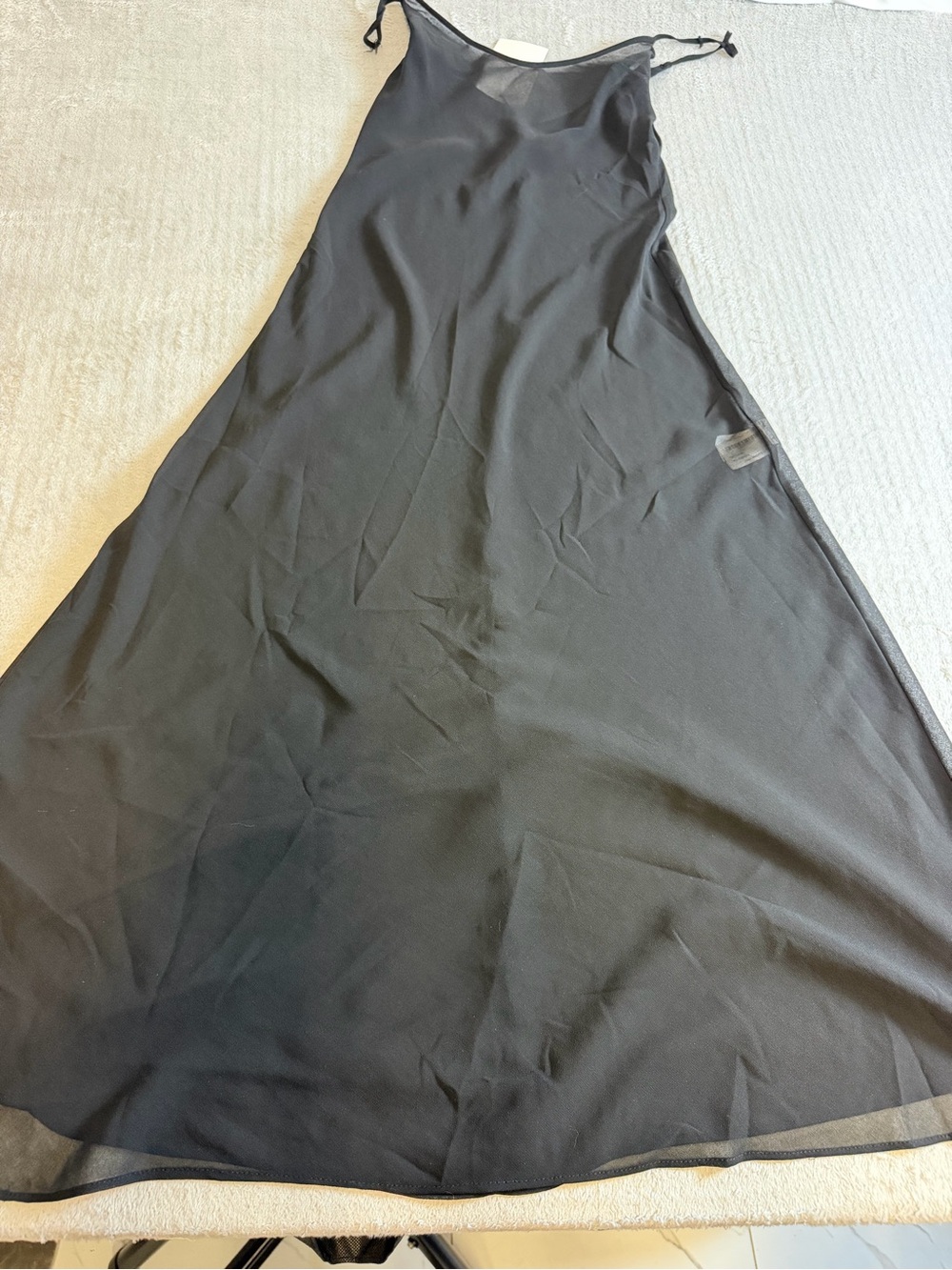 Zara Black Sheer Silk-Blend Maxi Slip Dress - Picture 2 of 5